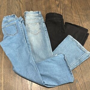3 pairs H&M Flare Jeans Girls Size 10 Blue, Black, Butterfly Rinestones